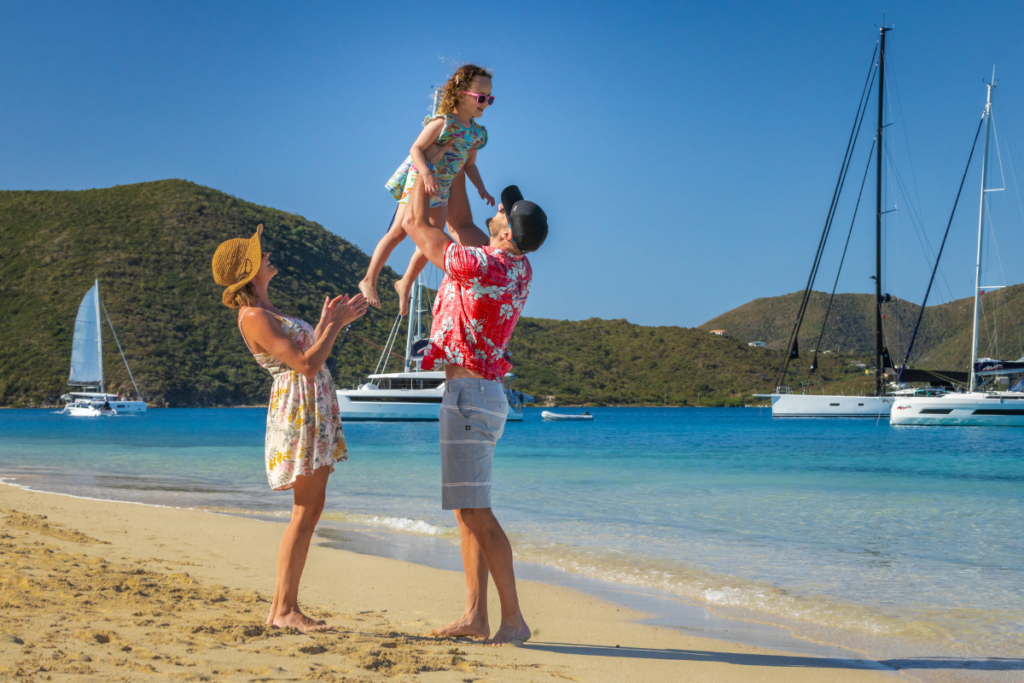 Family on the beach in BVI
