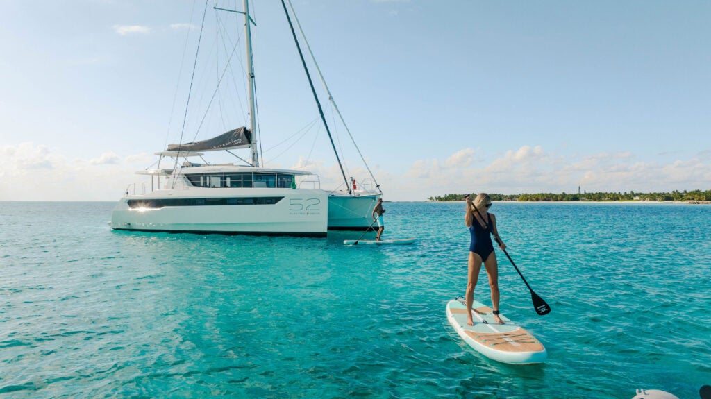 Paddleboarding off of Leopard 52